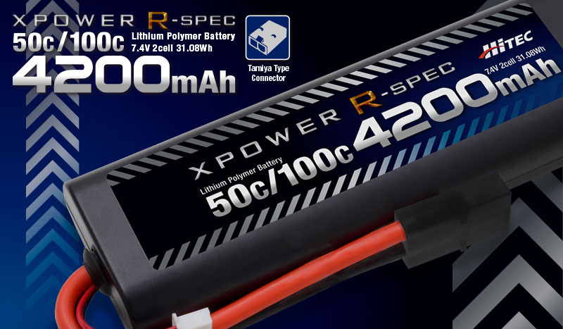 XPOWER R-SPEC Li-Po 7.4V 4200mAh 50C/100C タミヤタイプコネクター