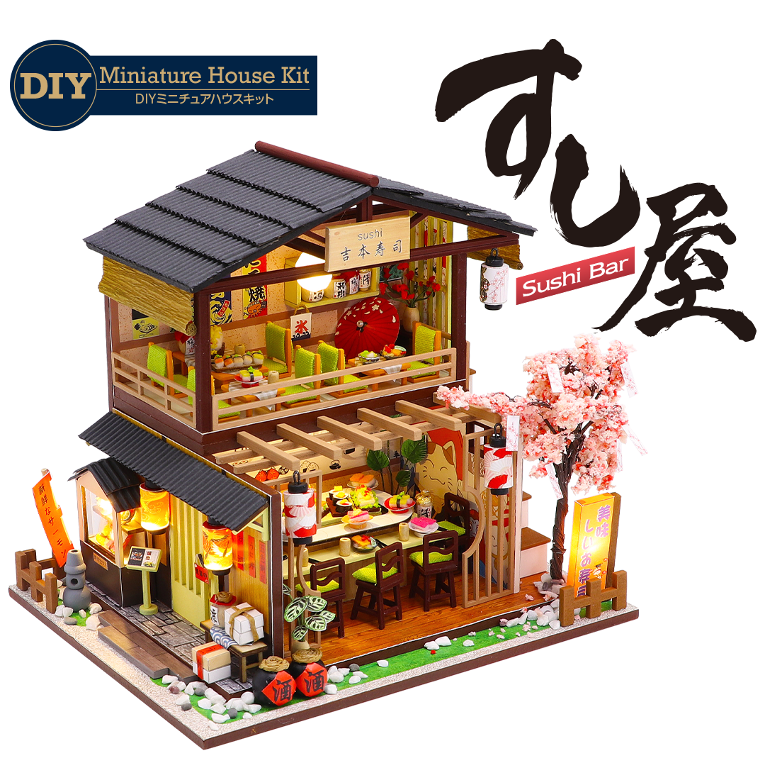 DIY Miniature House Kit Sushi Bar DIYミニチュアハウスキット［ すし屋  ］