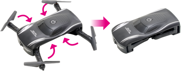 POCKET SELFIE プロペラアーム部が折りたたみでコンパクトな除隊で持ち運びできる