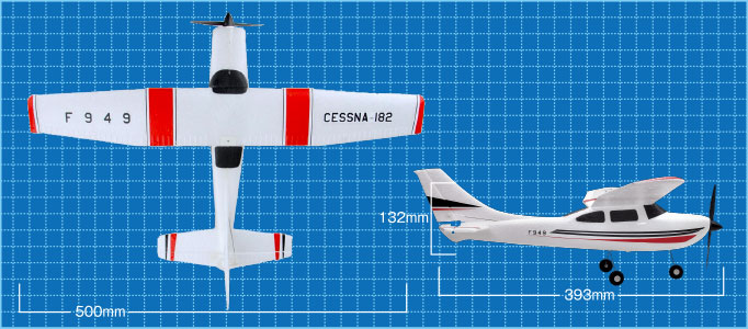 3CH 2.4GHz エアープレーン CESSNA-182 サイズ