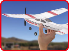 機体は58gと超軽量。前方にそっと投げての滑空が可能