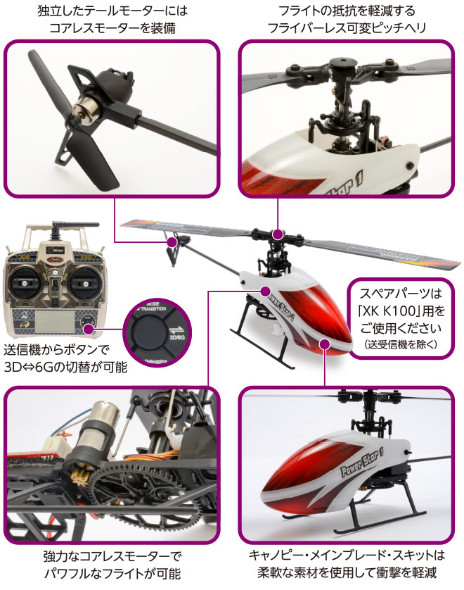 2.4GHz 6ch 3D6Gシステムヘリコプター [V966]の特徴